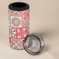 Mele Kalikimaka Hawaii Christmas 4 in 1 Can Cooler Tumbler Ulaula Seamless Floral Motif LT9 - Polynesian Pride
