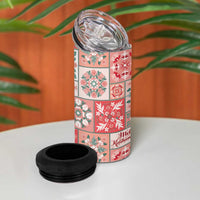 Mele Kalikimaka Hawaii Christmas 4 in 1 Can Cooler Tumbler Ulaula Seamless Floral Motif LT9 - Polynesian Pride