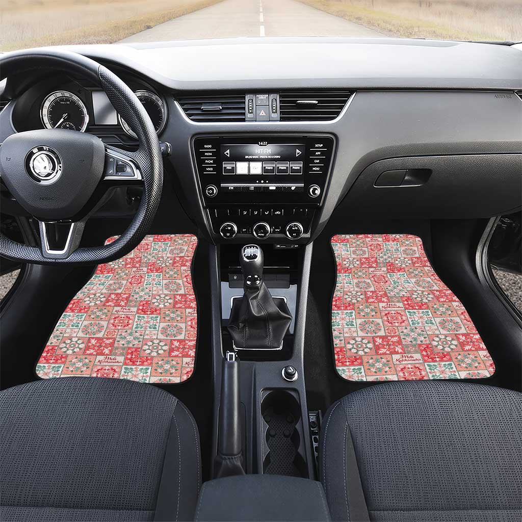 Mele Kalikimaka Hawaii Christmas Car Mats Ulaula Seamless Floral Motif - Polynesian Pride