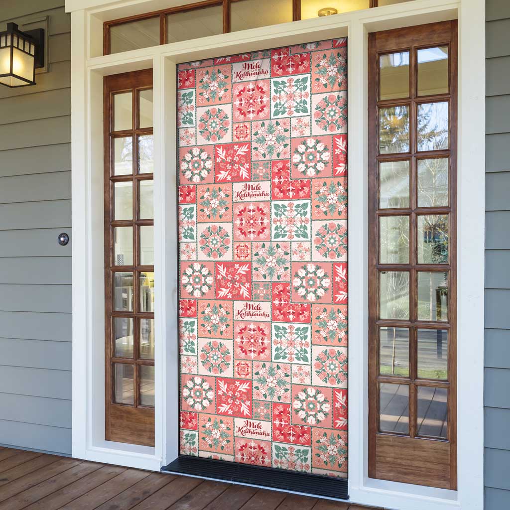 Mele Kalikimaka Hawaii Christmas Door Cover Ulaula Seamless Floral Motif LT9 - Polynesian Pride