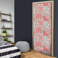 Mele Kalikimaka Hawaii Christmas Door Cover Ulaula Seamless Floral Motif LT9 - Polynesian Pride