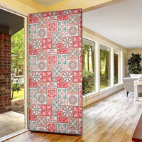 Mele Kalikimaka Hawaii Christmas Door Cover Ulaula Seamless Floral Motif LT9 - Polynesian Pride