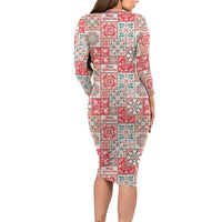 Mele Kalikimaka Hawaii Christmas Family Matching Long Sleeve Bodycon Dress and Hawaiian Shirt Ulaula Seamless Floral Motif LT9 - Polynesian Pride