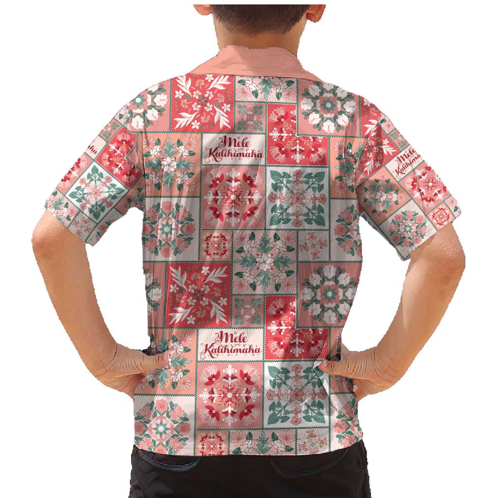 Mele Kalikimaka Hawaii Christmas Family Matching Mermaid Dress and Hawaiian Shirt Ulaula Seamless Floral Motif LT9 - Polynesian Pride