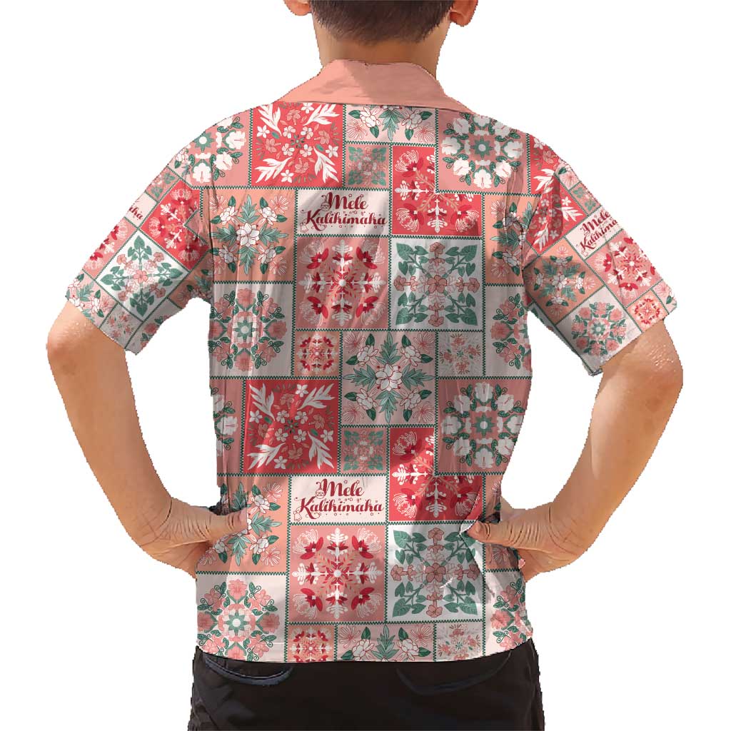 Mele Kalikimaka Hawaii Christmas Family Matching Short Sleeve Bodycon Dress and Hawaiian Shirt Ulaula Seamless Floral Motif LT9 - Polynesian Pride