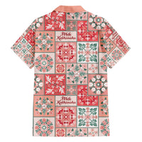 Mele Kalikimaka Hawaii Christmas Family Matching Short Sleeve Bodycon Dress and Hawaiian Shirt Ulaula Seamless Floral Motif LT9 - Polynesian Pride