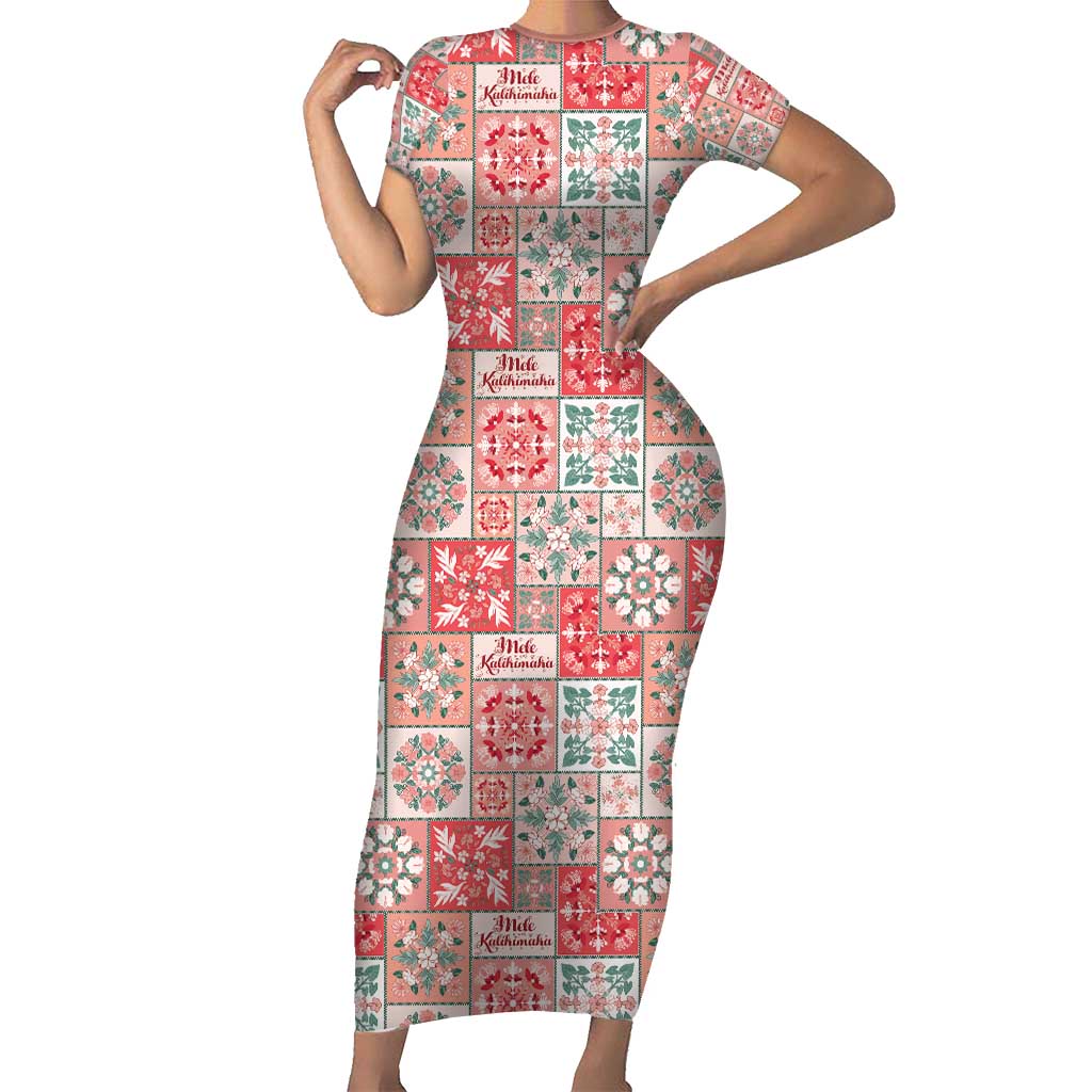 Mele Kalikimaka Hawaii Christmas Family Matching Short Sleeve Bodycon Dress and Hawaiian Shirt Ulaula Seamless Floral Motif LT9 Mom's Dress Red - Polynesian Pride