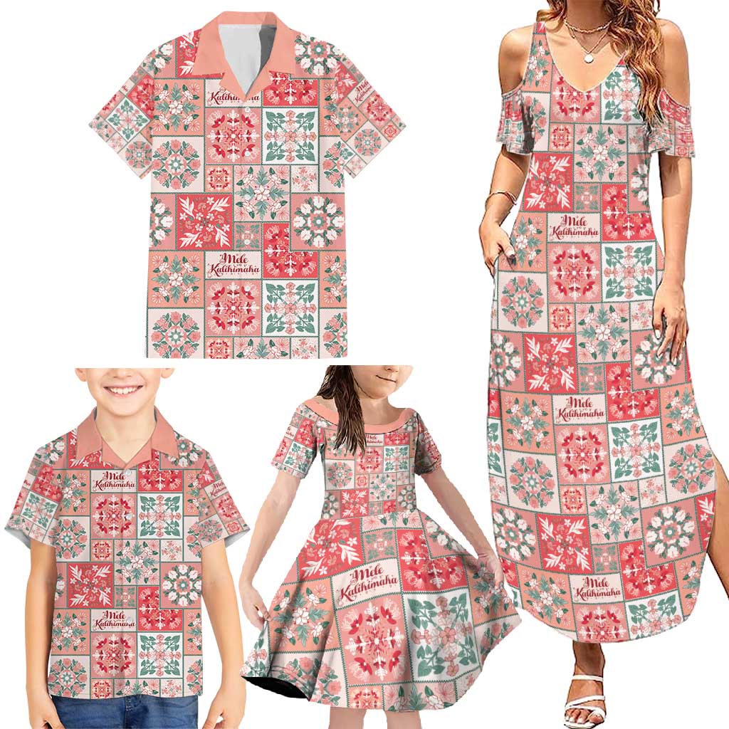 Mele Kalikimaka Hawaii Christmas Family Matching Summer Maxi Dress and Hawaiian Shirt Ulaula Seamless Floral Motif - Polynesian Pride
