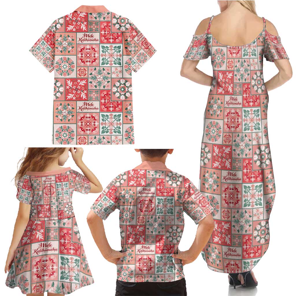 Mele Kalikimaka Hawaii Christmas Family Matching Summer Maxi Dress and Hawaiian Shirt Ulaula Seamless Floral Motif LT9 - Polynesian Pride