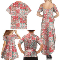 Mele Kalikimaka Hawaii Christmas Family Matching Summer Maxi Dress and Hawaiian Shirt Ulaula Seamless Floral Motif LT9 - Polynesian Pride