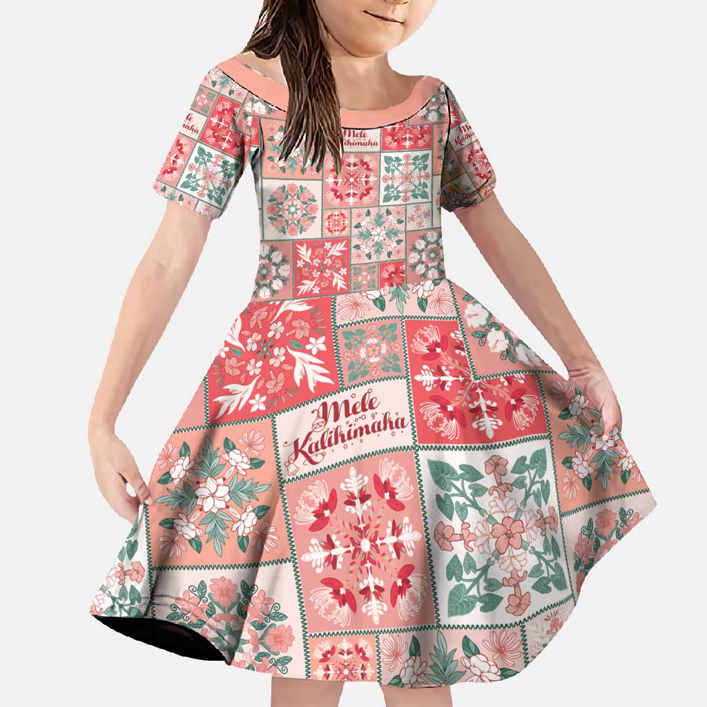 Mele Kalikimaka Hawaii Christmas Family Matching Tank Maxi Dress and Hawaiian Shirt Ulaula Seamless Floral Motif LT9 Daughter's Dress Red - Polynesian Pride