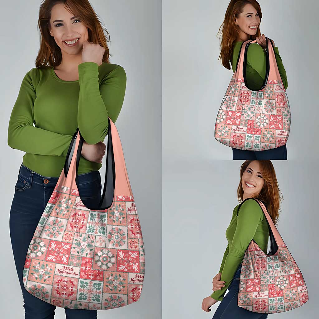Mele Kalikimaka Hawaii Christmas Grocery Bag Ulaula Seamless Floral Motif - Polynesian Pride