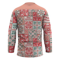 Mele Kalikimaka Hawaii Christmas Hockey Jersey Ulaula Seamless Floral Motif LT9 - Polynesian Pride