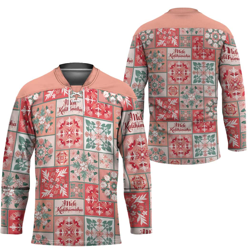 Mele Kalikimaka Hawaii Christmas Hockey Jersey Ulaula Seamless Floral Motif LT9 - Polynesian Pride