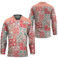 Mele Kalikimaka Hawaii Christmas Hockey Jersey Ulaula Seamless Floral Motif LT9 - Polynesian Pride