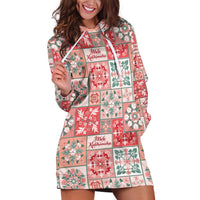 Mele Kalikimaka Hawaii Christmas Hoodie Dress Ulaula Seamless Floral Motif LT9 Red - Polynesian Pride