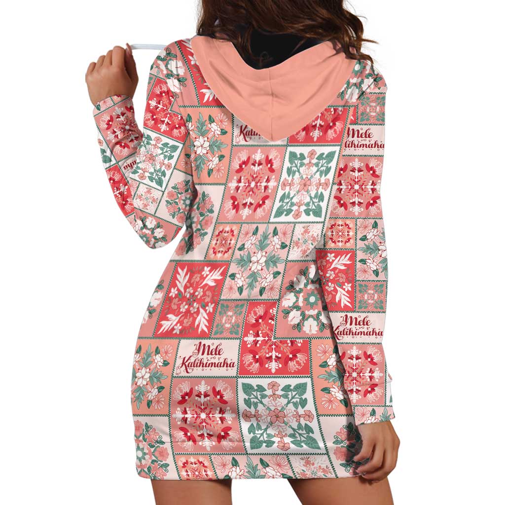 Mele Kalikimaka Hawaii Christmas Hoodie Dress Ulaula Seamless Floral Motif LT9 - Polynesian Pride