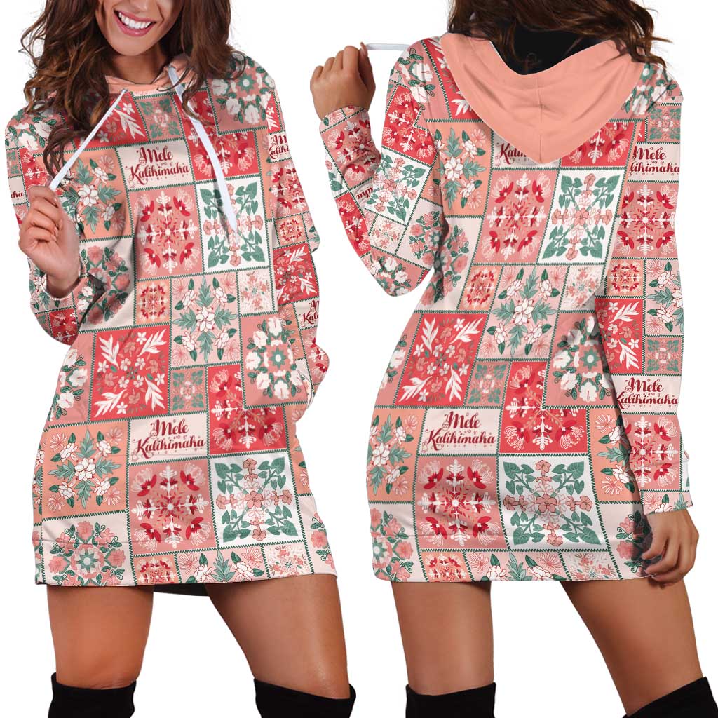 Mele Kalikimaka Hawaii Christmas Hoodie Dress Ulaula Seamless Floral Motif LT9 - Polynesian Pride