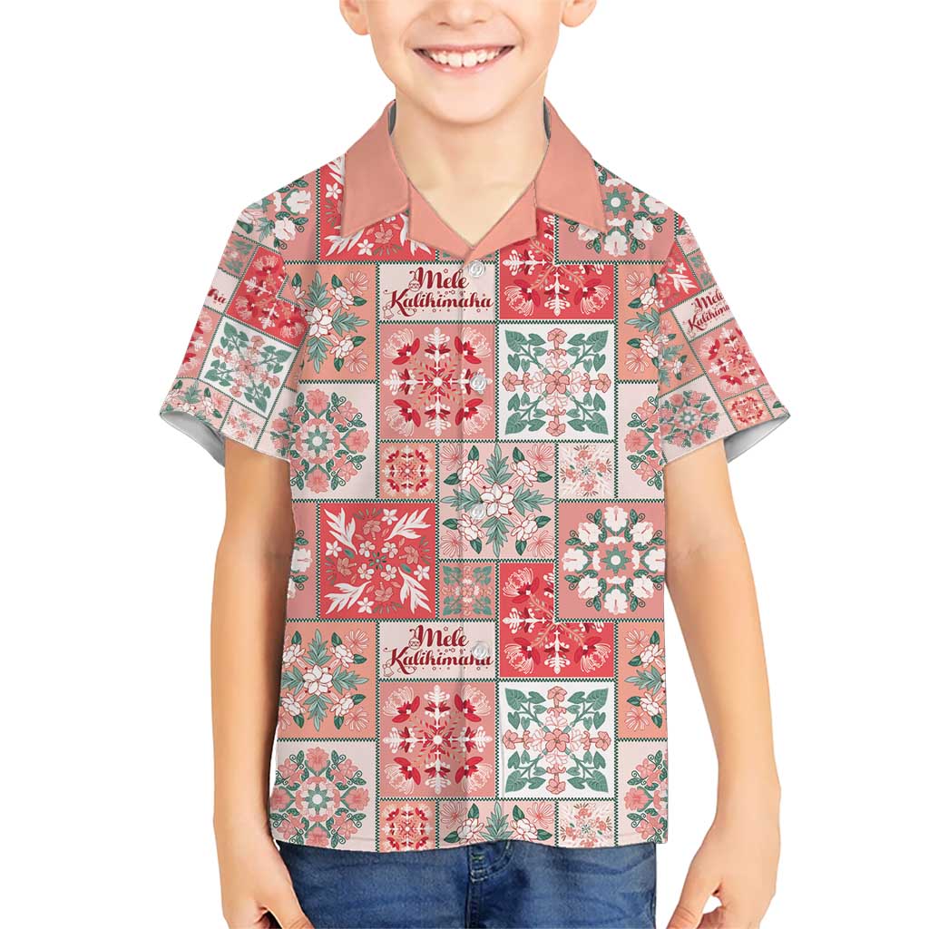 Mele Kalikimaka Hawaii Christmas Kid Hawaiian Shirt Ulaula Seamless Floral Motif LT9 Kid Red - Polynesian Pride
