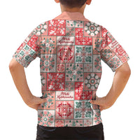 Mele Kalikimaka Hawaii Christmas Kid Hawaiian Shirt Ulaula Seamless Floral Motif LT9 - Polynesian Pride