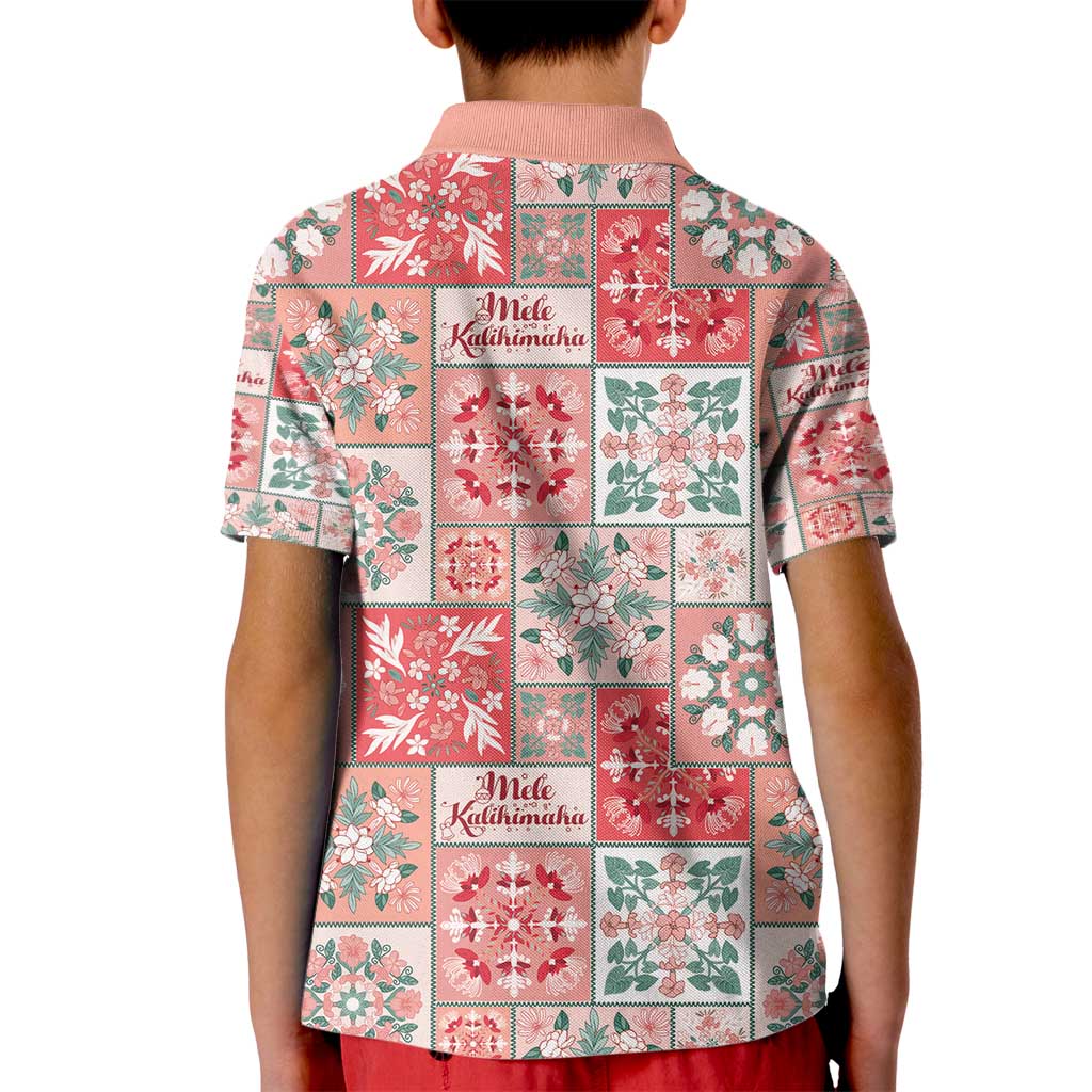 Mele Kalikimaka Hawaii Christmas Kid Polo Shirt Ulaula Seamless Floral Motif LT9 - Polynesian Pride