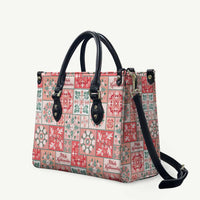 Mele Kalikimaka Hawaii Christmas Leather Bag Ulaula Seamless Floral Motif - Polynesian Pride