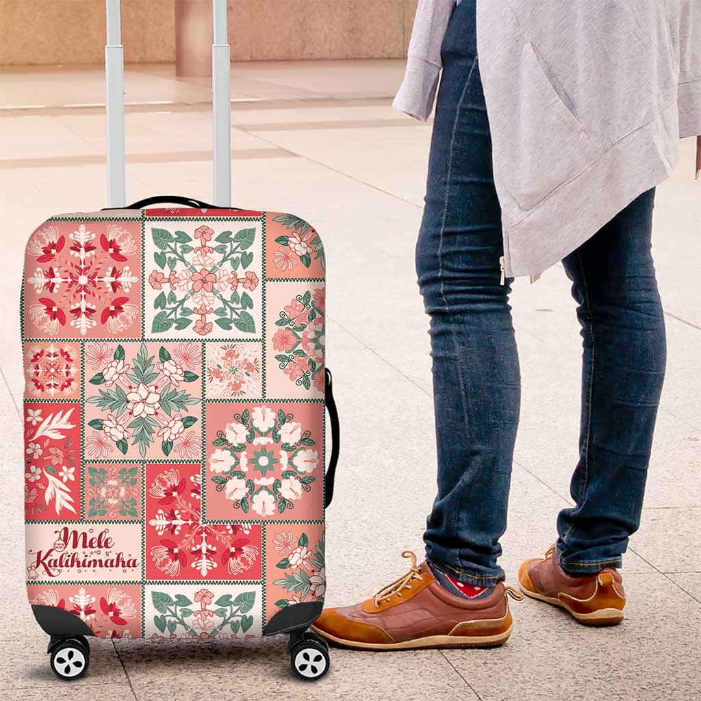 Mele Kalikimaka Hawaii Christmas Luggage Cover Ulaula Seamless Floral Motif LT9 Red - Polynesian Pride