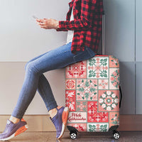 Mele Kalikimaka Hawaii Christmas Luggage Cover Ulaula Seamless Floral Motif LT9 - Polynesian Pride