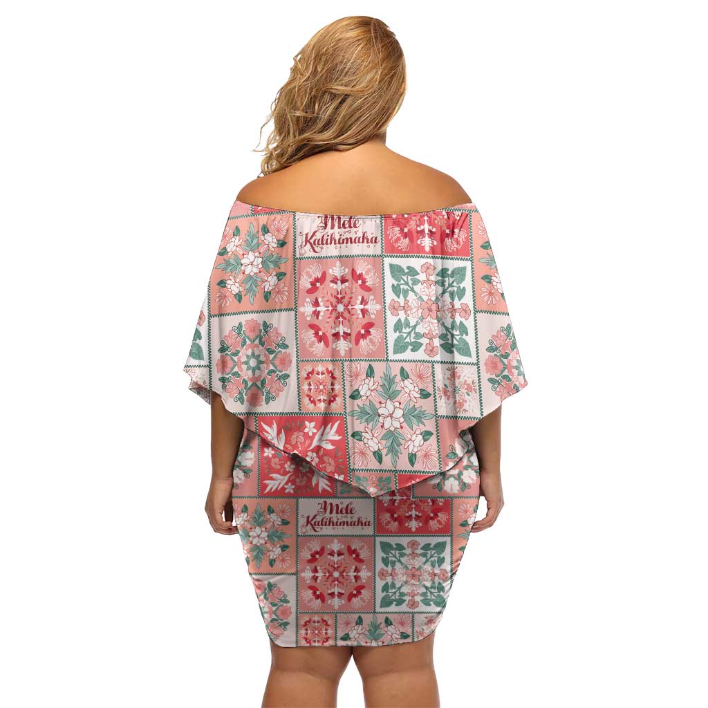 Mele Kalikimaka Hawaii Christmas Off Shoulder Short Dress Ulaula Seamless Floral Motif LT9 - Polynesian Pride