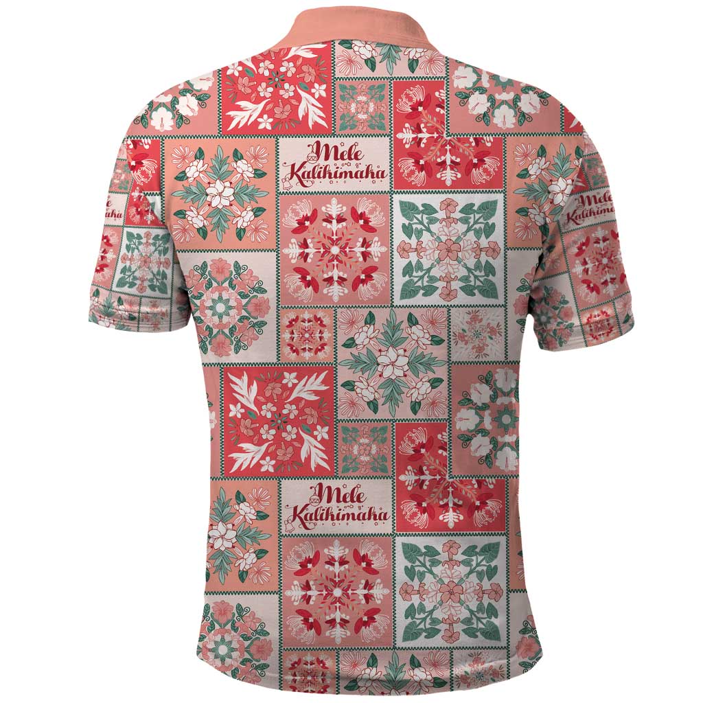 Mele Kalikimaka Hawaii Christmas Polo Shirt Ulaula Seamless Floral Motif LT9 - Polynesian Pride