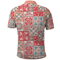 Mele Kalikimaka Hawaii Christmas Polo Shirt Ulaula Seamless Floral Motif LT9 - Polynesian Pride