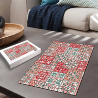 Mele Kalikimaka Hawaii Christmas Puzzle Ulaula Seamless Floral Motif - Polynesian Pride
