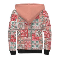 Mele Kalikimaka Hawaii Christmas Sherpa Hoodie Ulaula Seamless Floral Motif LT9 - Polynesian Pride