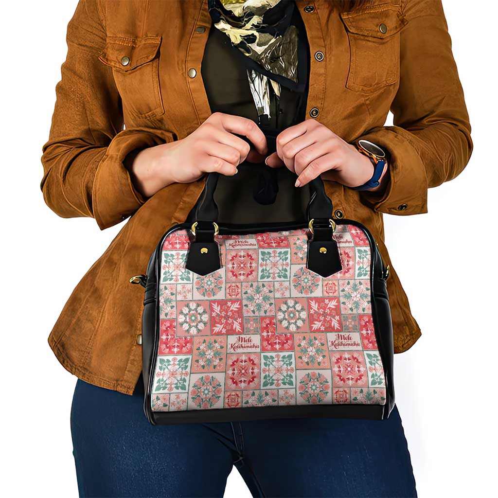Mele Kalikimaka Hawaii Christmas Shoulder Handbag Ulaula Seamless Floral Motif - Polynesian Pride