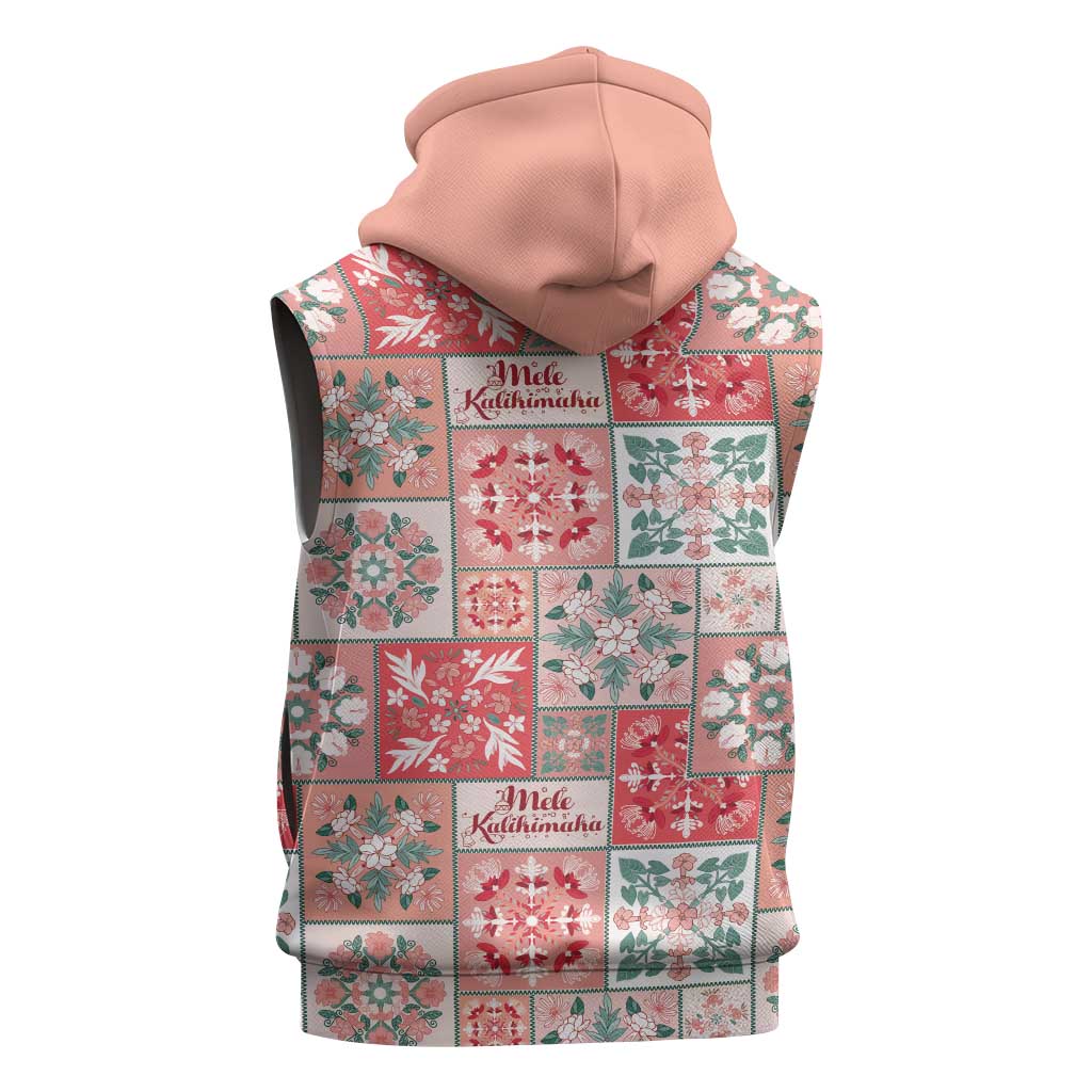 Mele Kalikimaka Hawaii Christmas Sleeveless Hoodie Ulaula Seamless Floral Motif LT9 - Polynesian Pride