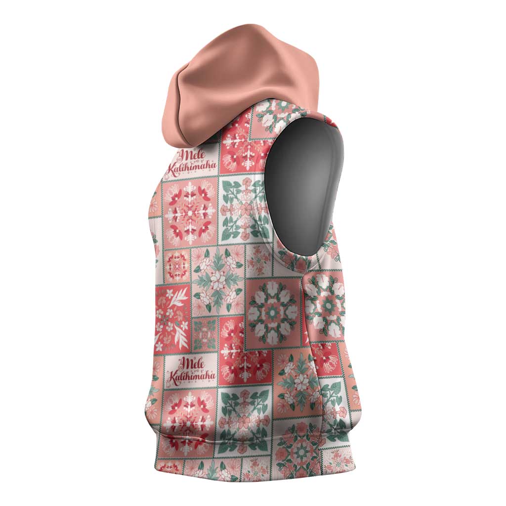 Mele Kalikimaka Hawaii Christmas Sleeveless Hoodie Ulaula Seamless Floral Motif LT9 - Polynesian Pride