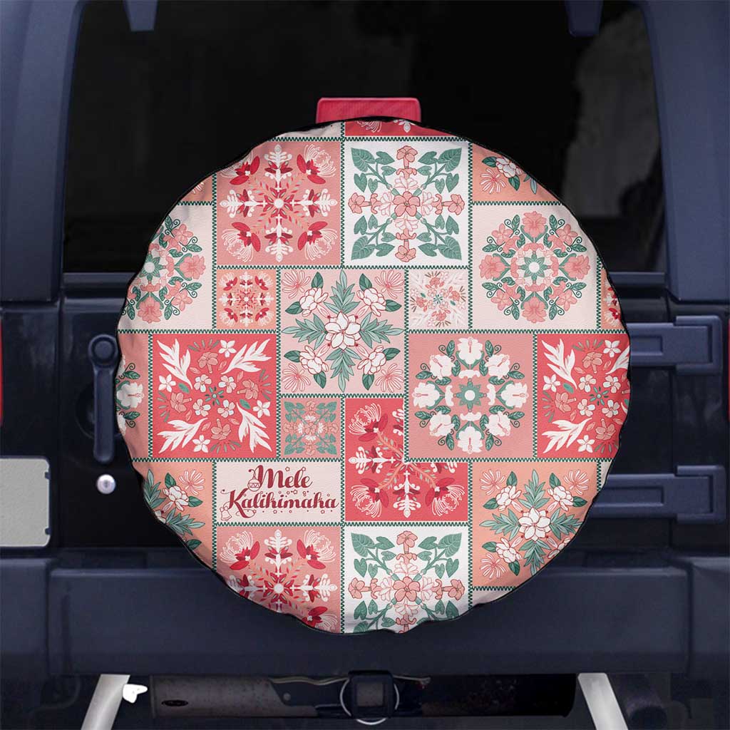 Mele Kalikimaka Hawaii Christmas Spare Tire Cover Ulaula Seamless Floral Motif LT9 No hole Red - Polynesian Pride