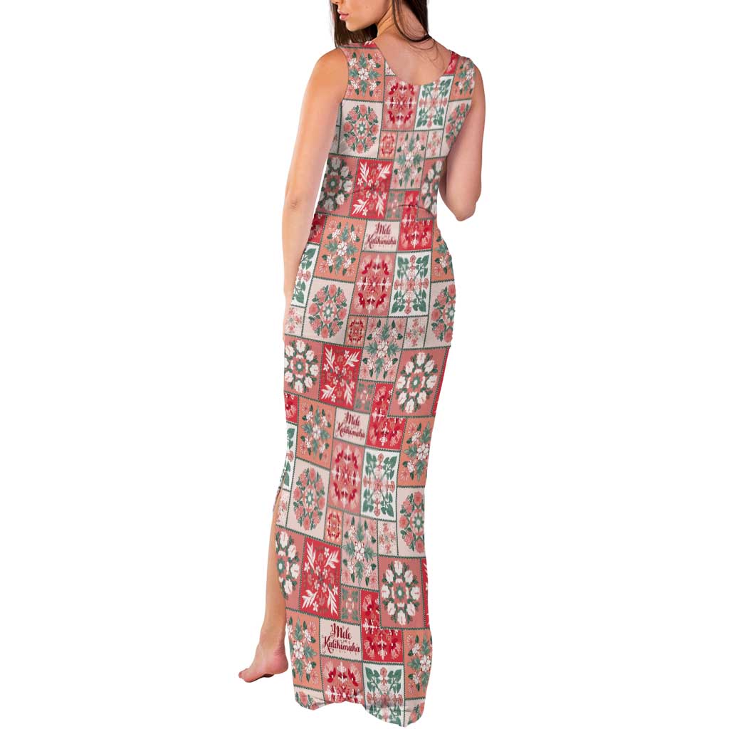 Mele Kalikimaka Hawaii Christmas Tank Maxi Dress Ulaula Seamless Floral Motif LT9 - Polynesian Pride