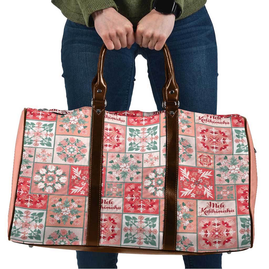 Mele Kalikimaka Hawaii Christmas Travel Bag Ulaula Seamless Floral Motif - Polynesian Pride