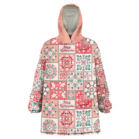 Mele Kalikimaka Hawaii Christmas Wearable Blanket Hoodie Ulaula Seamless Floral Motif LT9 One Size Red - Polynesian Pride