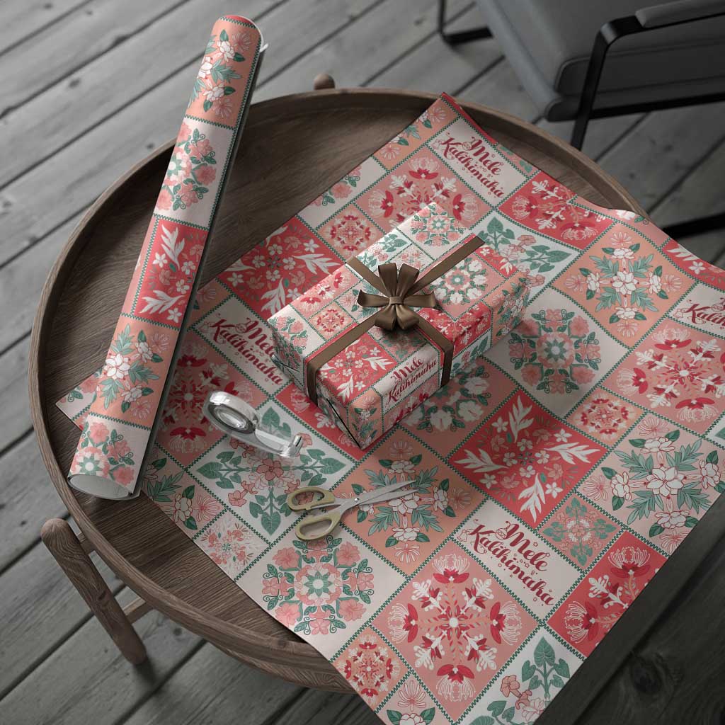 Mele Kalikimaka Hawaii Christmas Wrapping Paper Ulaula Seamless Floral Motif - Polynesian Pride