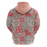 Mele Kalikimaka Hawaii Christmas Zip Hoodie Ulaula Seamless Floral Motif LT9 - Polynesian Pride