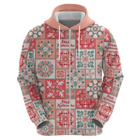 Mele Kalikimaka Hawaii Christmas Zip Hoodie Ulaula Seamless Floral Motif LT9 - Polynesian Pride