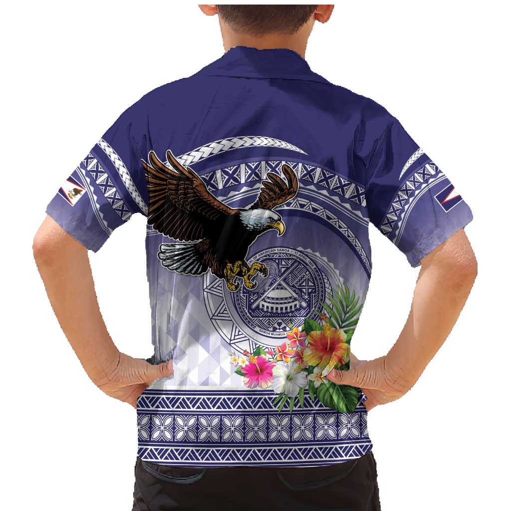 American Samoa Bald Eagle Family Matching Mermaid Dress and Hawaiian Shirt Polynesian Tropical Flowers LT9 - Polynesian Pride