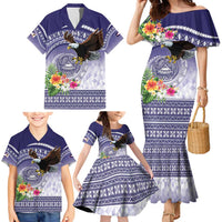 American Samoa Bald Eagle Family Matching Mermaid Dress and Hawaiian Shirt Polynesian Tropical Flowers LT9 - Polynesian Pride