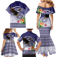 American Samoa Bald Eagle Family Matching Mermaid Dress and Hawaiian Shirt Polynesian Tropical Flowers LT9 - Polynesian Pride