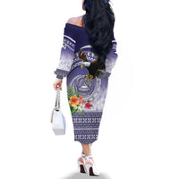 American Samoa Bald Eagle Family Matching Off The Shoulder Long Sleeve Dress and Hawaiian Shirt Polynesian Tropical Flowers LT9 - Polynesian Pride