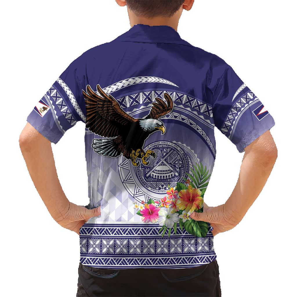 American Samoa Bald Eagle Family Matching Off Shoulder Maxi Dress and Hawaiian Shirt Polynesian Tropical Flowers LT9 - Polynesian Pride
