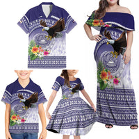 American Samoa Bald Eagle Family Matching Off Shoulder Maxi Dress and Hawaiian Shirt Polynesian Tropical Flowers LT9 - Polynesian Pride