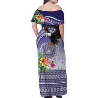 American Samoa Bald Eagle Family Matching Off Shoulder Maxi Dress and Hawaiian Shirt Polynesian Tropical Flowers LT9 - Polynesian Pride